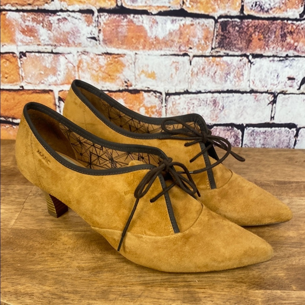 Marc Art of Walking Tan Suede Leather Lace-Up Pointy Toe Heels Sz 9 - Picture 5 of 17